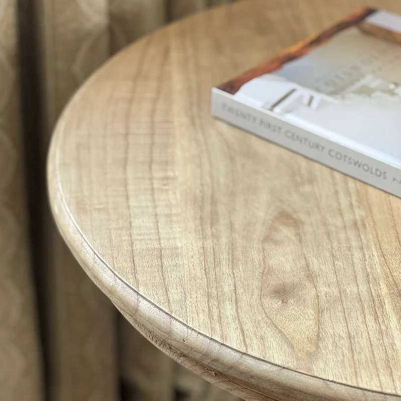 Pedestal Round Turned Side Table Natural - Image 3
