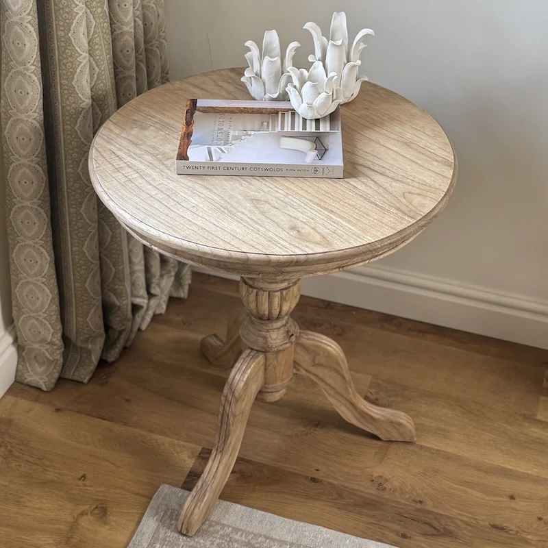 Pedestal Round Turned Side Table Natural - Image 6