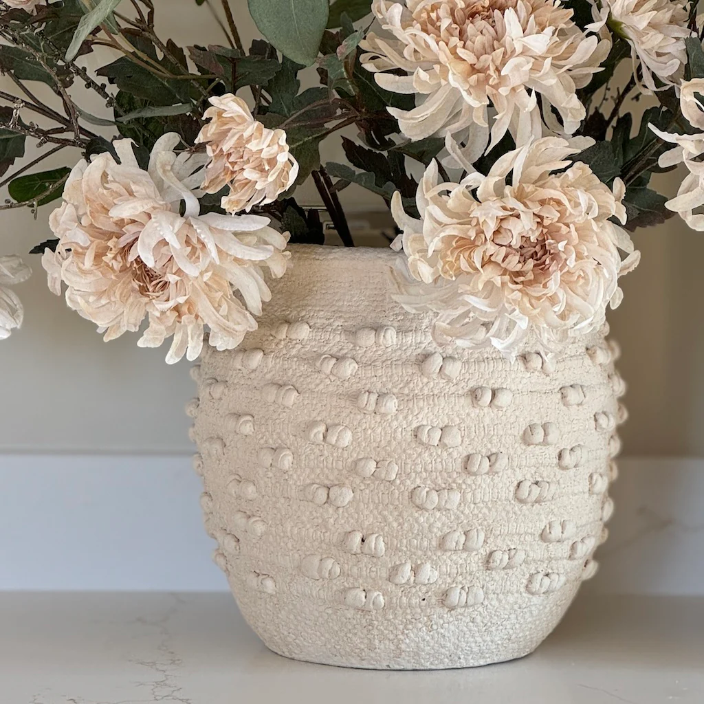 Cream Crochet Terracotta Large Vase - Image 5