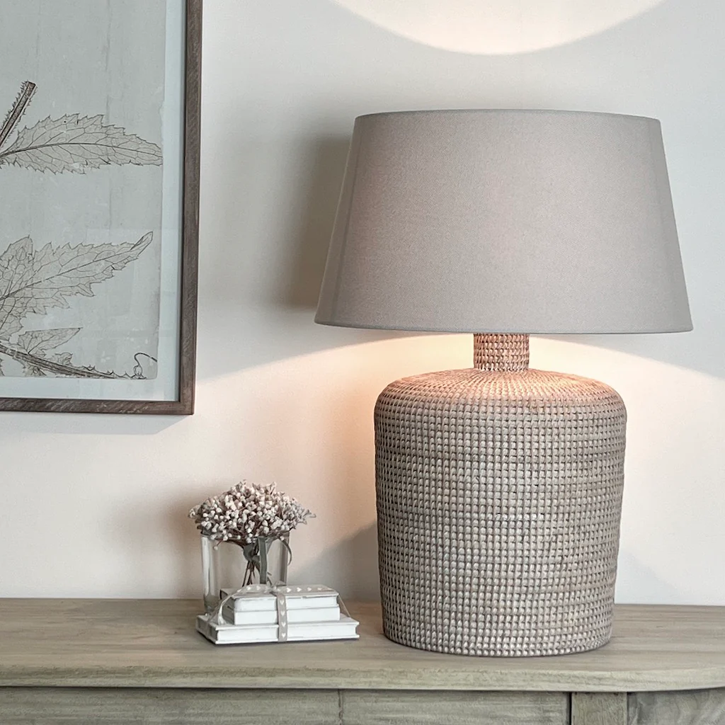 Croft Rattan Natural Whitewash Table Lamp