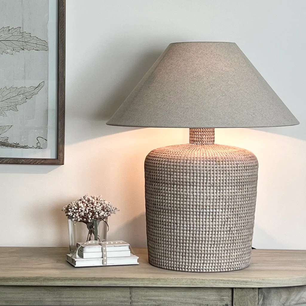 Croft Rattan Natural Whitewash Table Lamp - Image 3