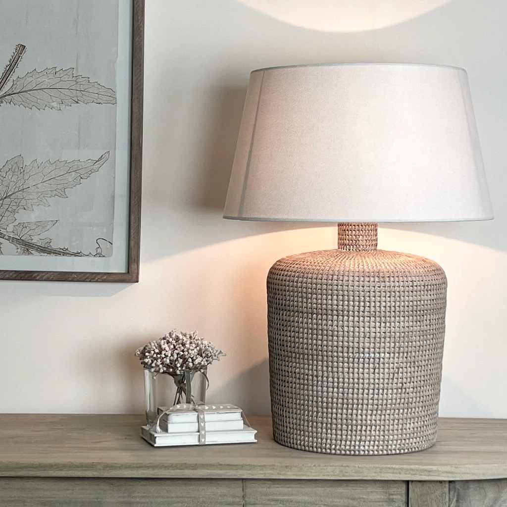 Croft Rattan Natural Whitewash Table Lamp - Image 4