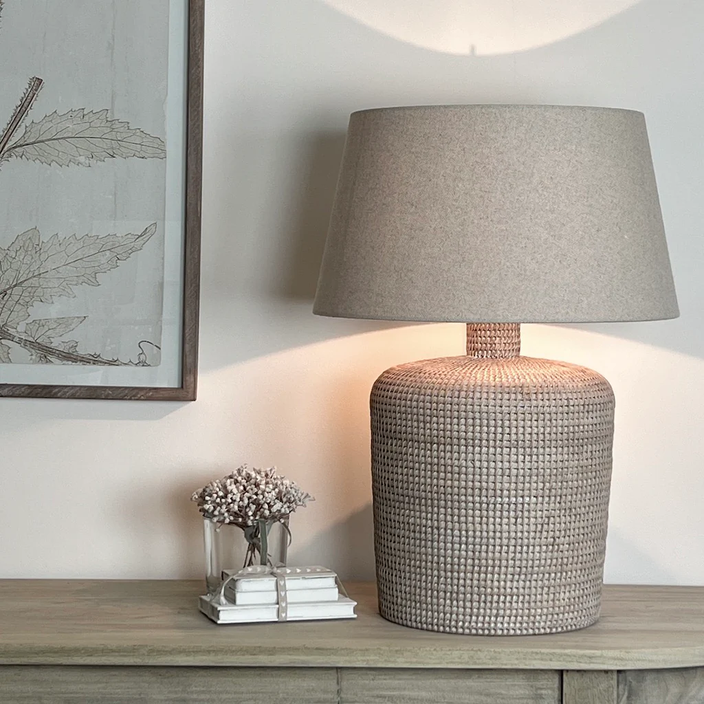 Croft Rattan Natural Whitewash Table Lamp - Image 5