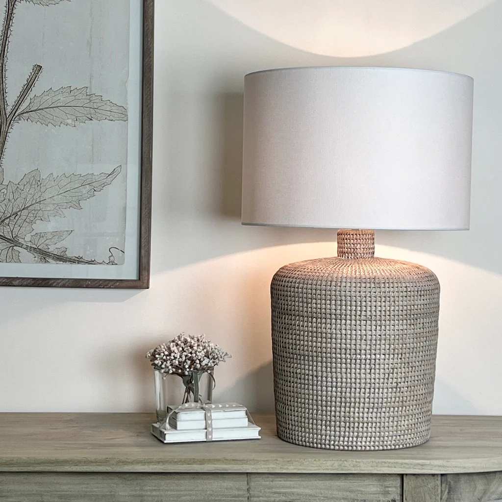Croft Rattan Natural Whitewash Table Lamp - Image 6