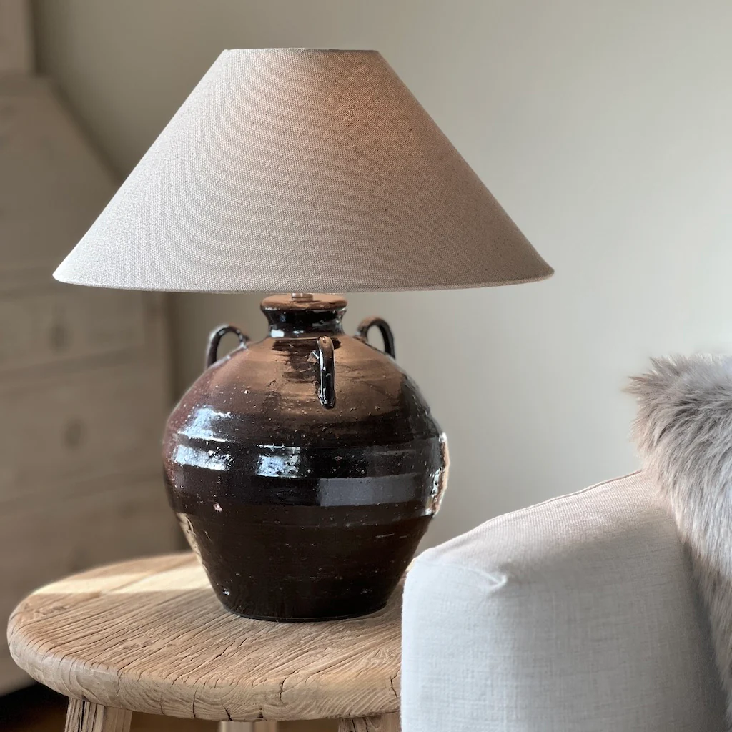 Dark Tone Glazed Urn Table Lamp - Image 3