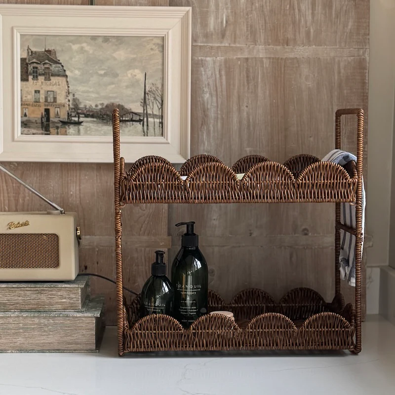 Decorative Faux Rattan Display Shelves - Image 2
