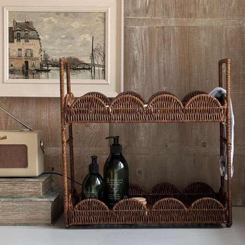 Decorative Faux Rattan Display Shelves - Image 4