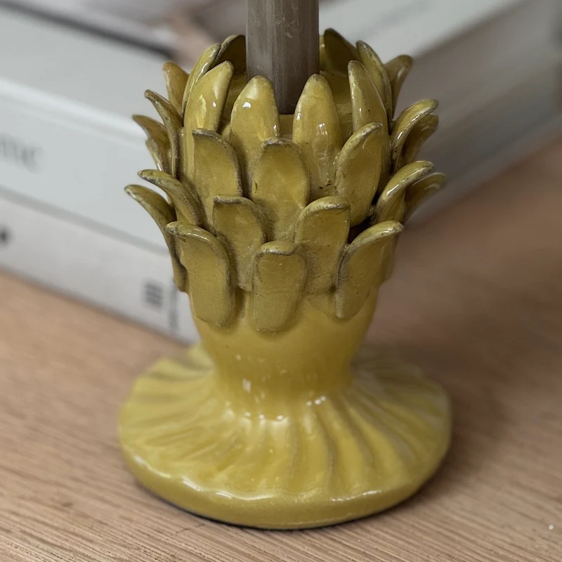 Decorative Mustard Glazed Provence Candlestick - Image 3