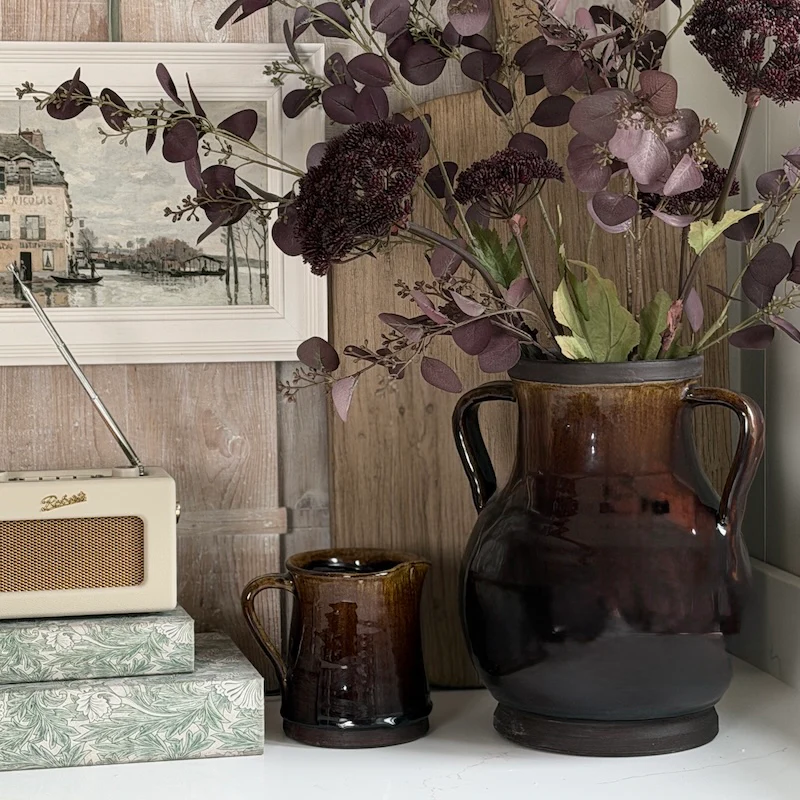 Deep Brown Glazed Amphora Vase