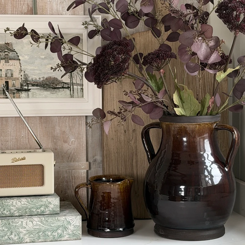Deep Brown Glazed Amphora Vase - Image 5