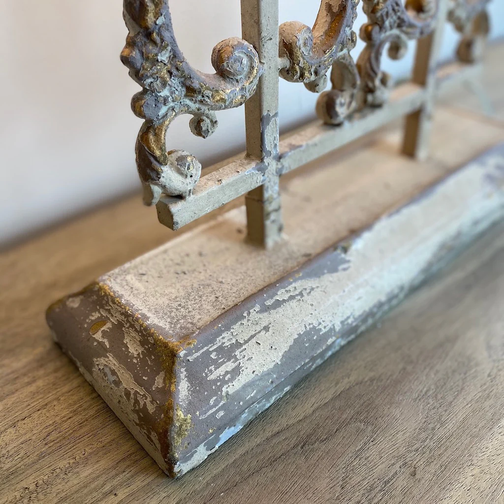 Distressed Hand Finished Grey and Cream Iron Table Lamp - Image 2