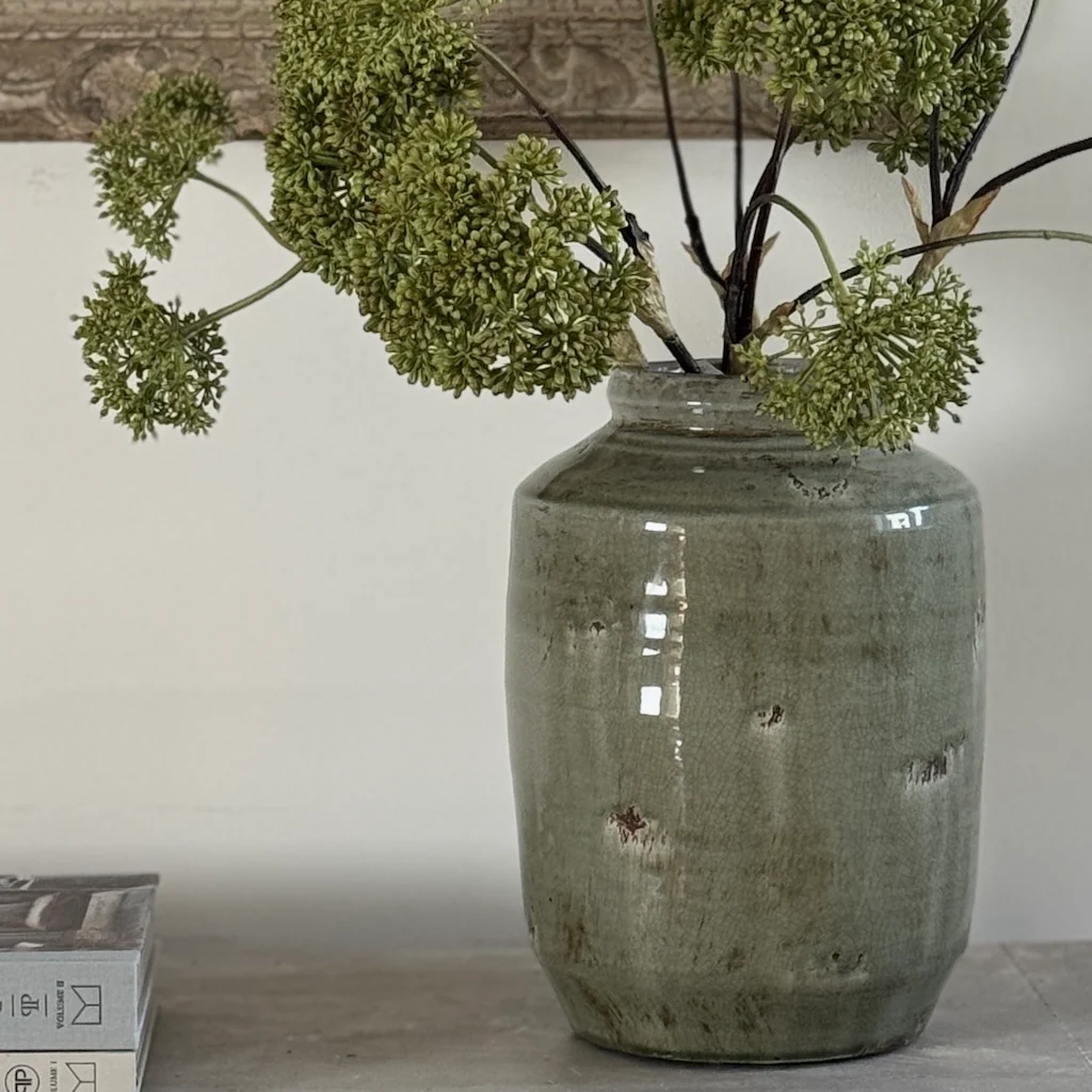 Distressed Sage Ceramic Vase - Image 3