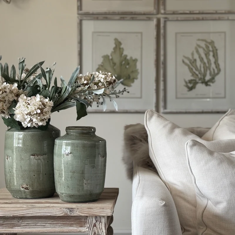 Distressed Sage Ceramic Vase - Image 4