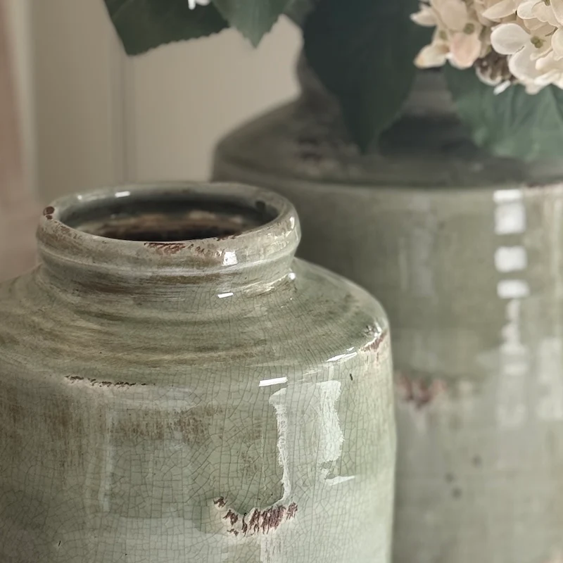 Distressed Sage Ceramic Vase - Image 5