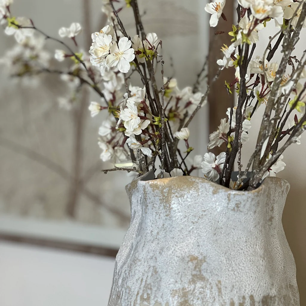 Drip Glaze Stoneware Tall Vase – Textured Neutral Ceramic - Image 3