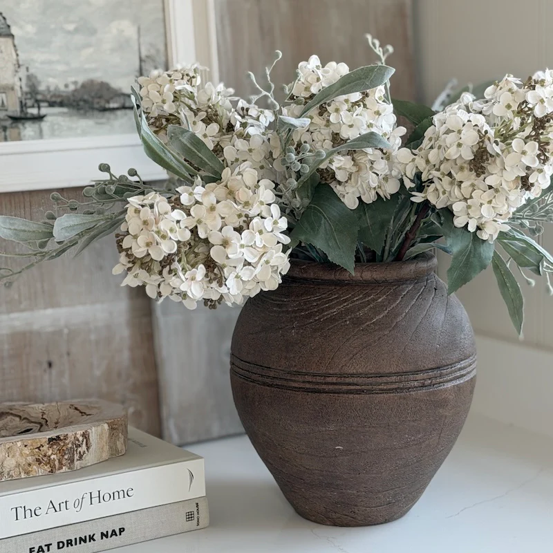 Earthy Ceramic Carved Rim Vase - Image 4