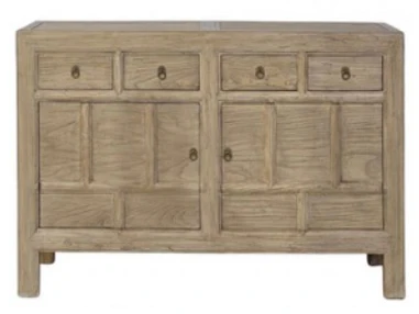 Elm Panelled 4 Drawer 2 Door Sideboard – Handcrafted Textured Driftstone Finish - Image 2