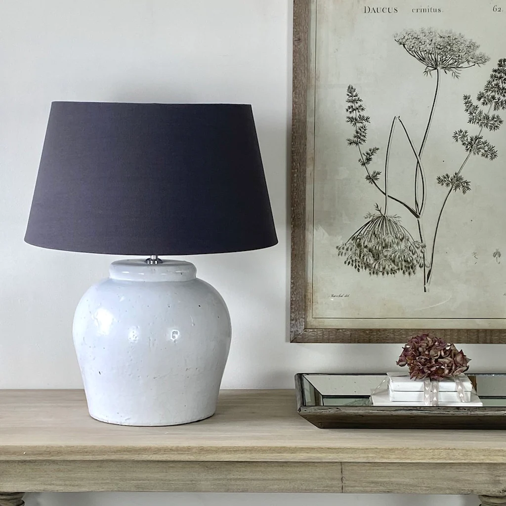 Etna Aged White Ceramic Glaze Table Lamp - Image 3