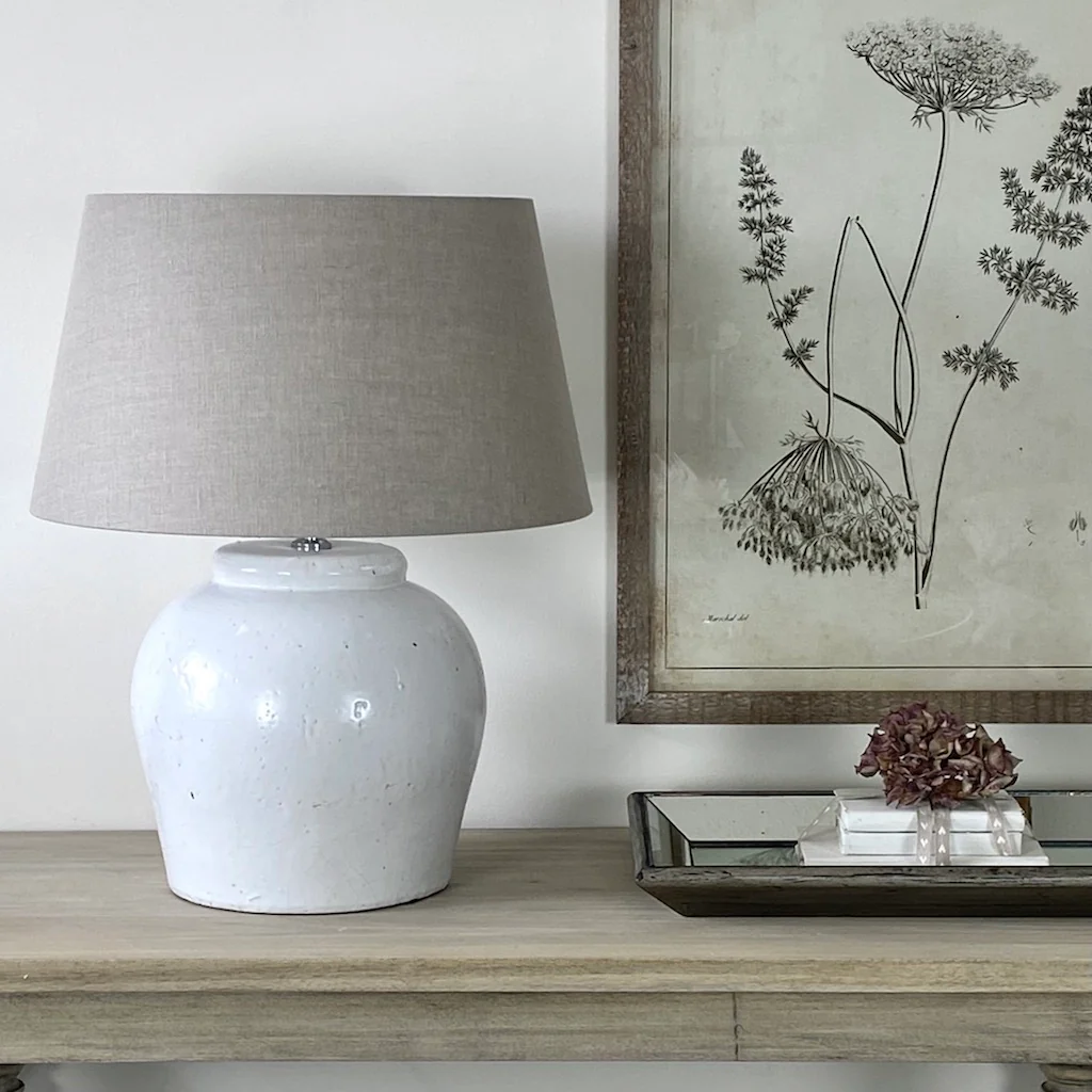 Etna Aged White Ceramic Glaze Table Lamp - Image 4