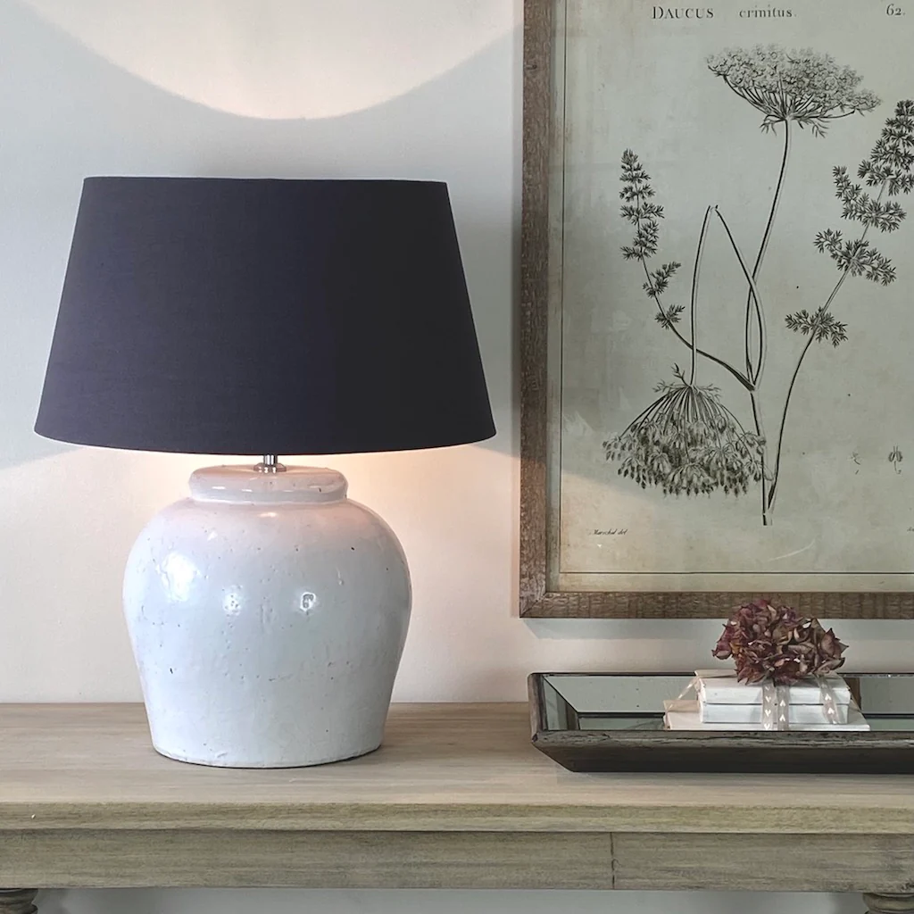 Etna Aged White Ceramic Glaze Table Lamp - Image 5