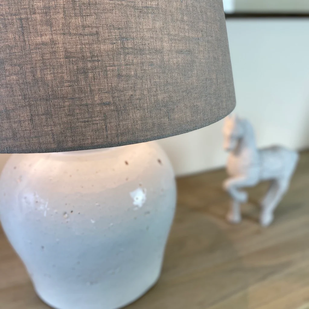 Etna Aged White Ceramic Glaze Table Lamp - Image 8