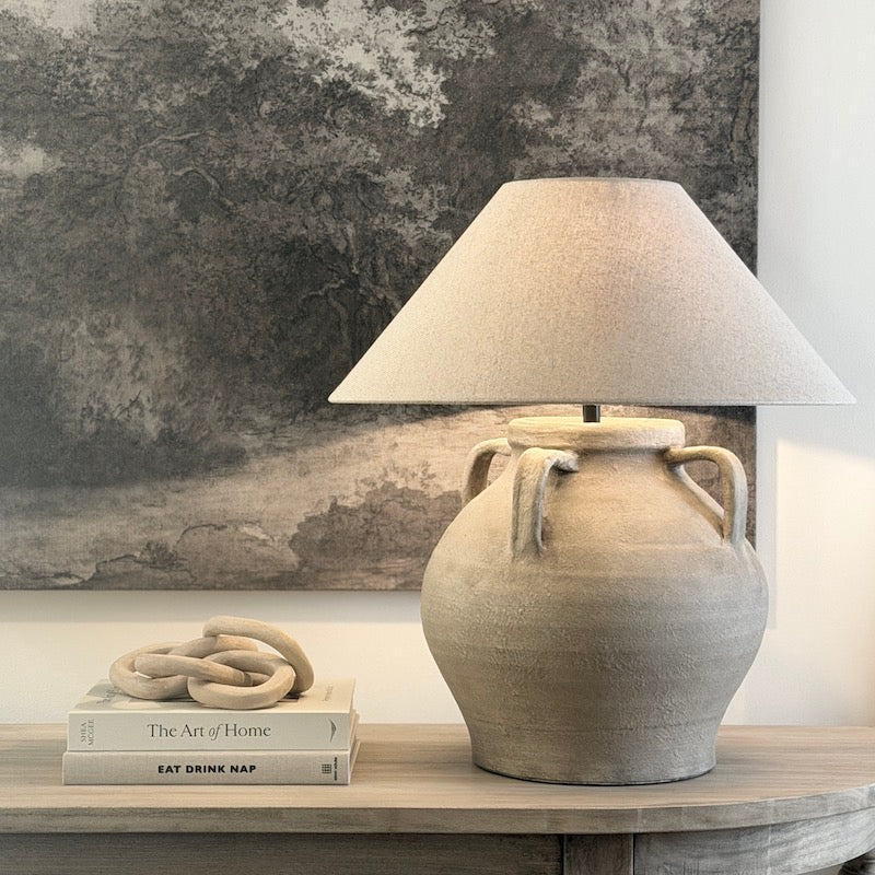 Etruscan Style Taupe Ceramic Lamp Base – Large - Image 2
