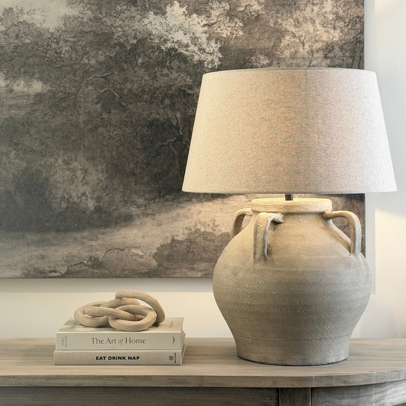 Etruscan Style Taupe Ceramic Lamp Base – Large - Image 3