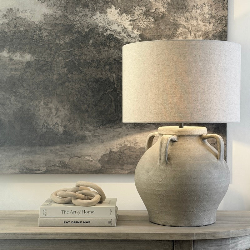 Etruscan Style Taupe Ceramic Lamp Base – Large - Image 6