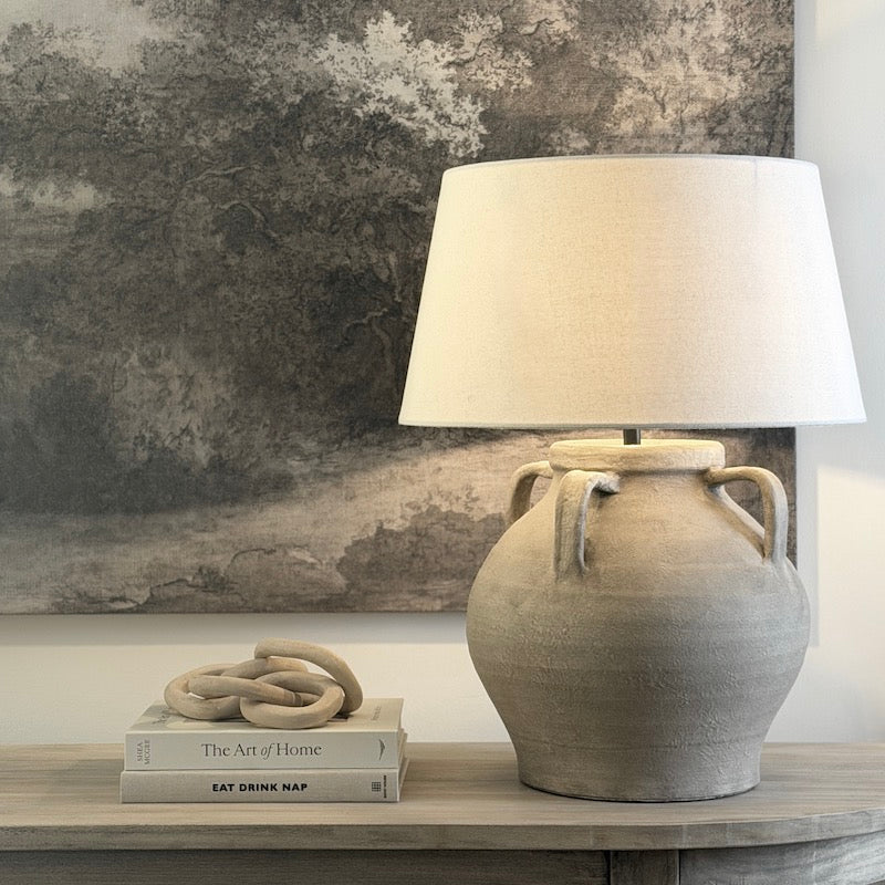 Etruscan Style Taupe Ceramic Lamp Base – Large - Image 8