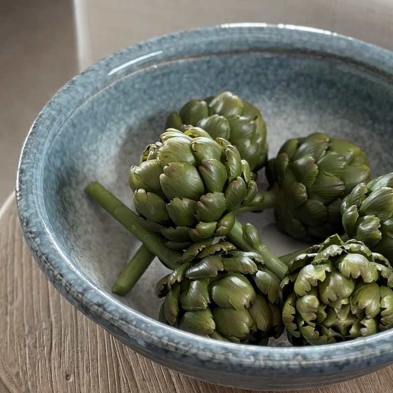 Faded Teal Taupe Glazed Ceramic Bowl - Image 6