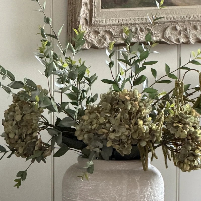 Faux Antique Green Hydrangea Stem - Image 2
