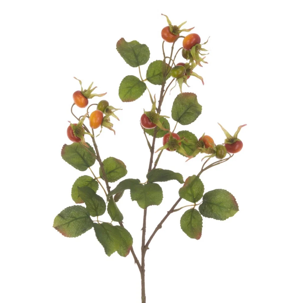 Faux Autumn Artificial Rosehip And Faux Silk Foliage Spray - Image 3