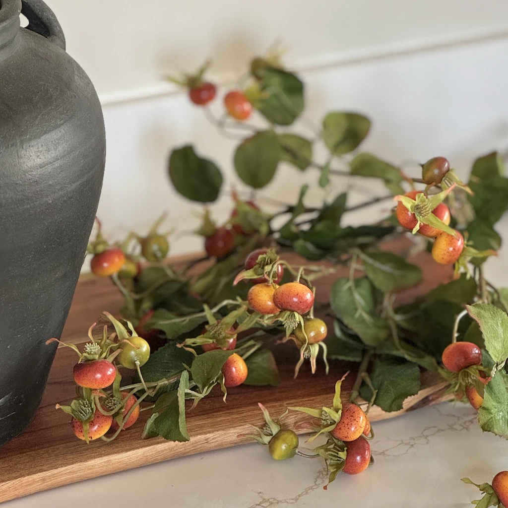 Faux Autumn Artificial Rosehip And Faux Silk Foliage Spray - Image 4