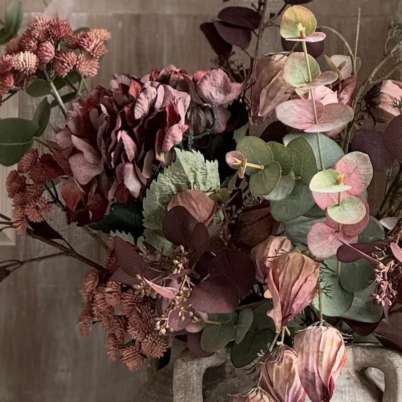 Faux Autumn Mulberry Hydrangea Arrangement - Image 2
