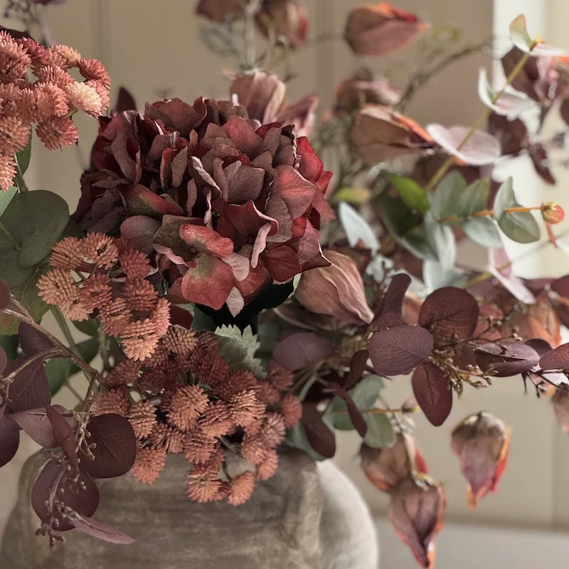Faux Autumn Mulberry Hydrangea Arrangement - Image 3
