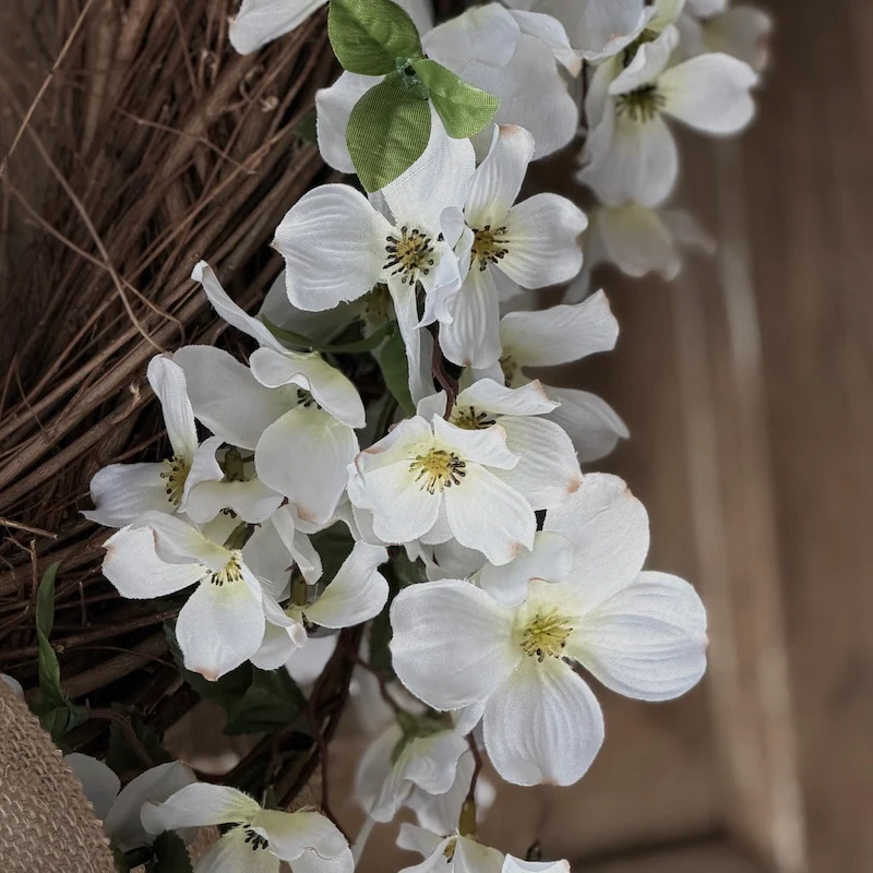 Faux Dogwood Blossom Garland - Image 2