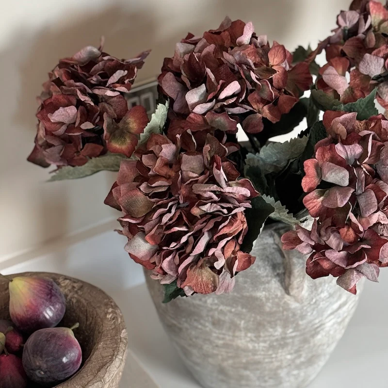 Faux Dried Autumn Hydrangea Stem