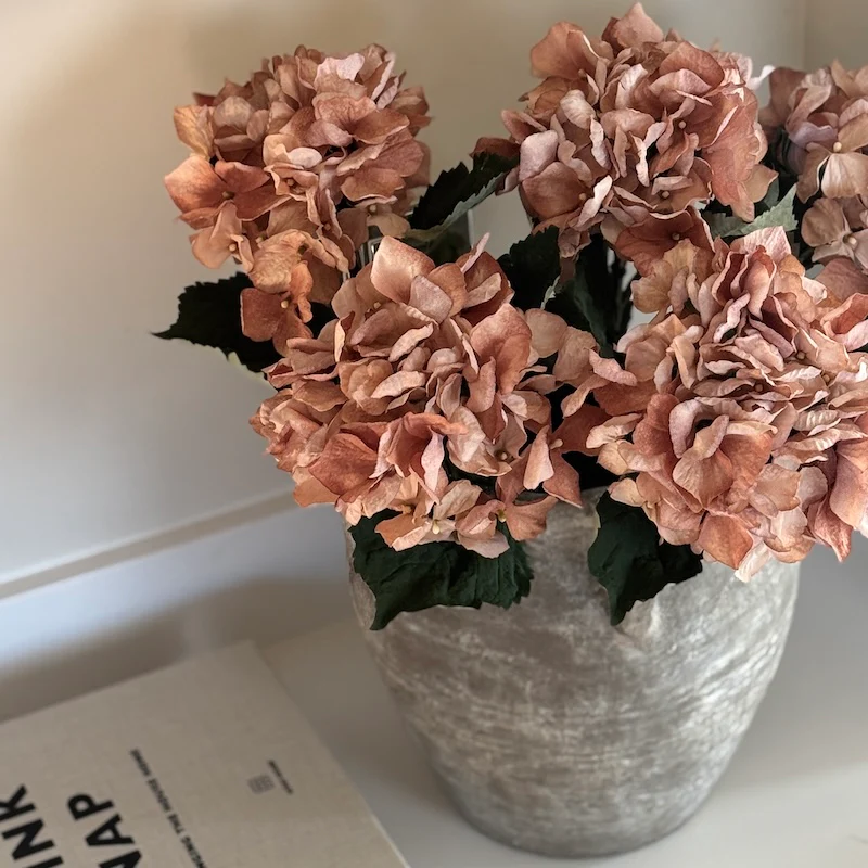 Faux Dried Pale Terracotta Hydrangea - Image 2