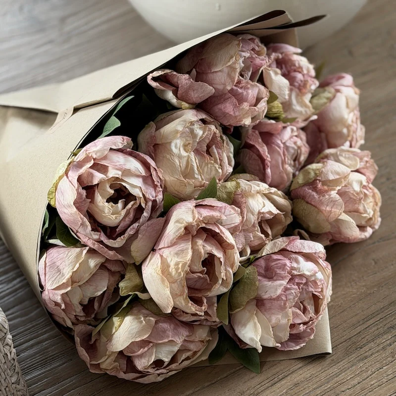 Faux Dried Touch Closed Peony Stem – Nude Pink | Realistic Botanical Faux Flower - Image 3
