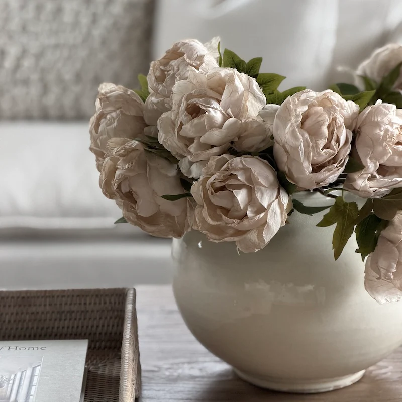 Faux Dried Touch Closed Peony Stem – Oyster | Realistic Botanical Faux Flower