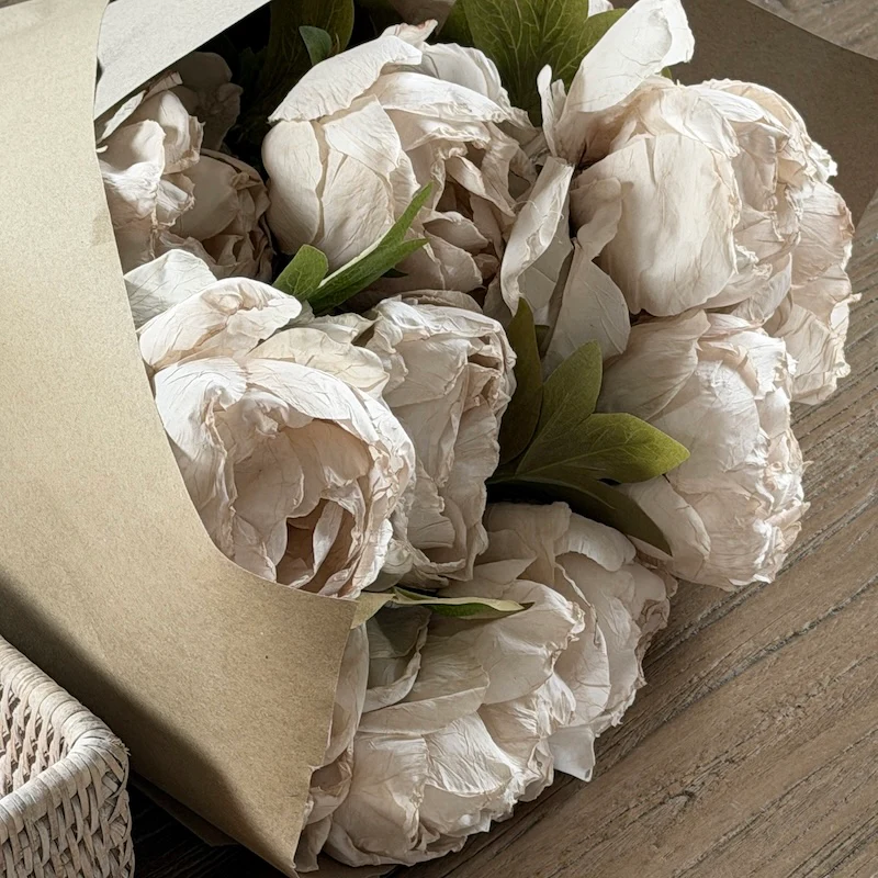 Faux Dried Touch Closed Peony Stem – Oyster | Realistic Botanical Faux Flower - Image 2
