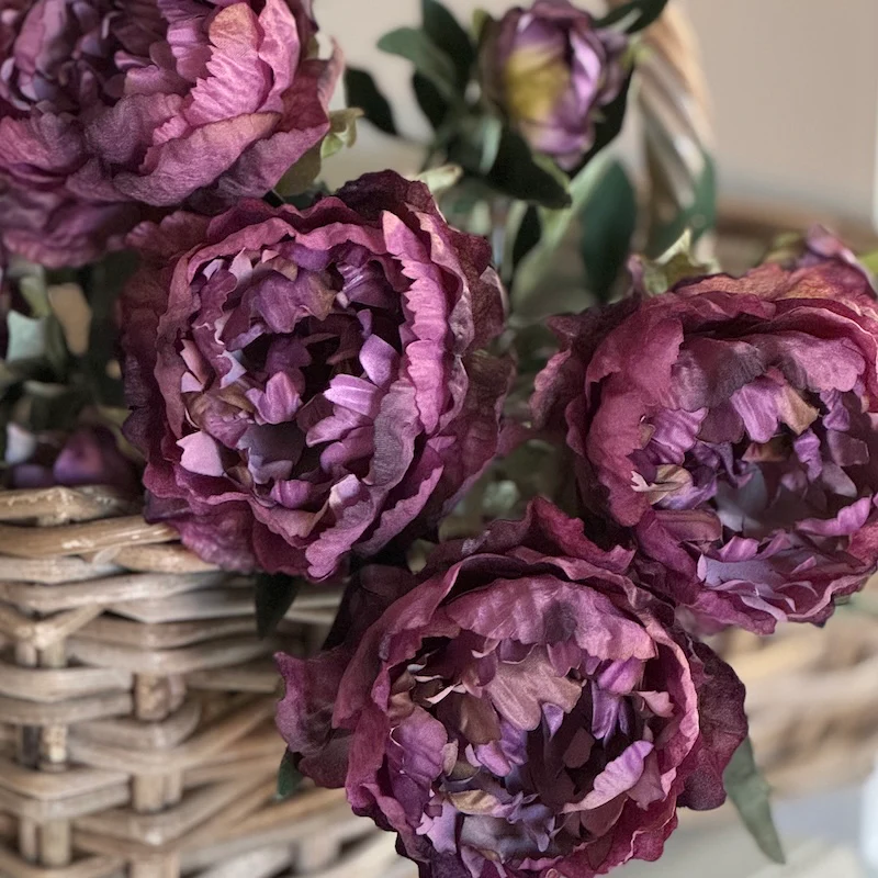 Faux Eco Damson Peony Spray - Image 2