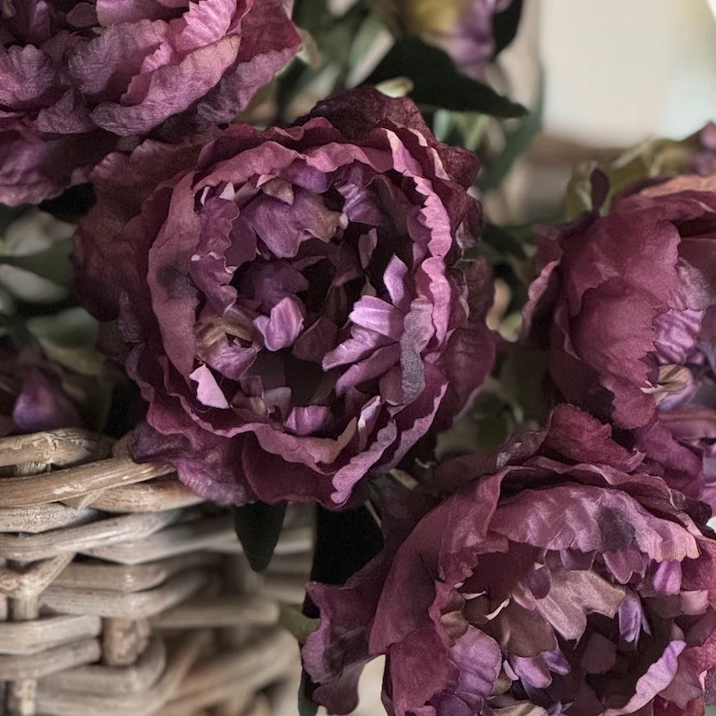 Faux Eco Damson Peony Spray - Image 3