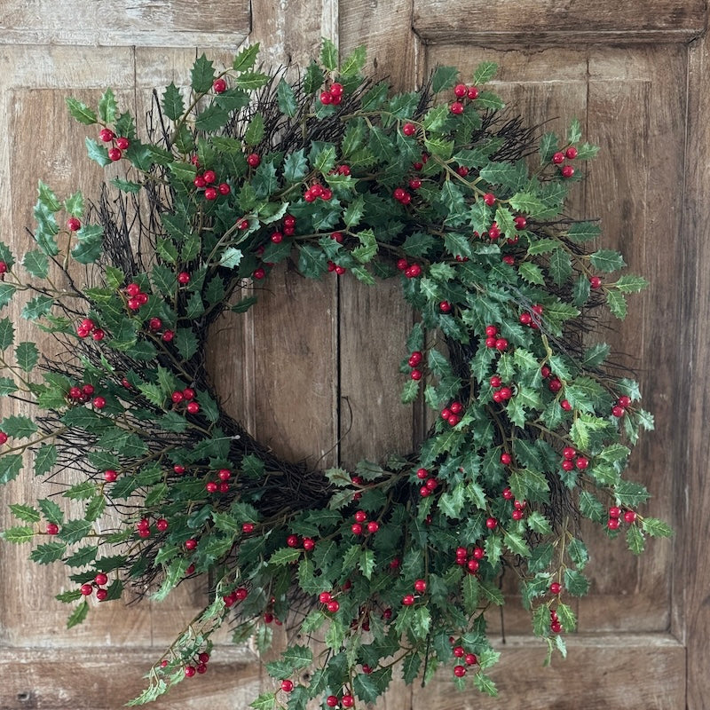 Faux Extra Large Holly Berry Wreath - 71cm