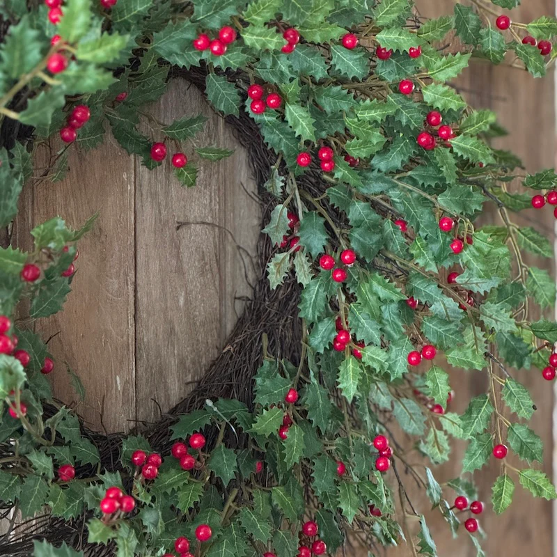 Faux Extra Large Holly Berry Wreath - 71cm - Image 2