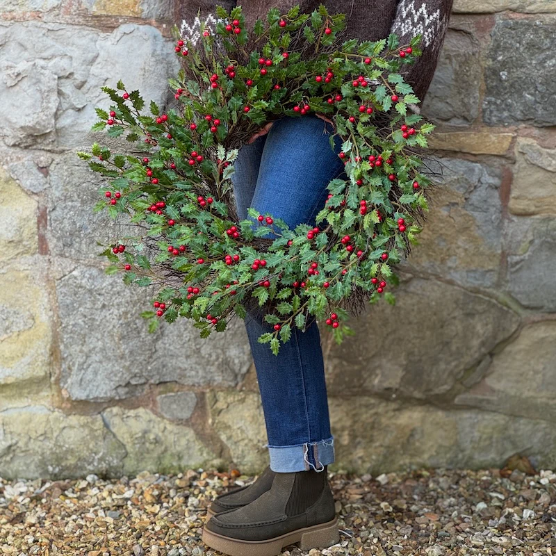 Faux Extra Large Holly Berry Wreath - 71cm - Image 4