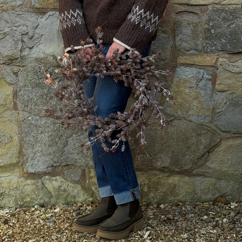 Faux Frosted Pinecone Branch Wreath - 50cm - Image 3
