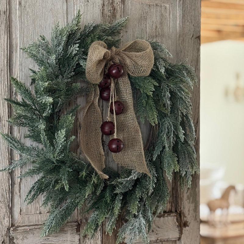 Faux Large Snowy Green Fern Wreath - 61cm