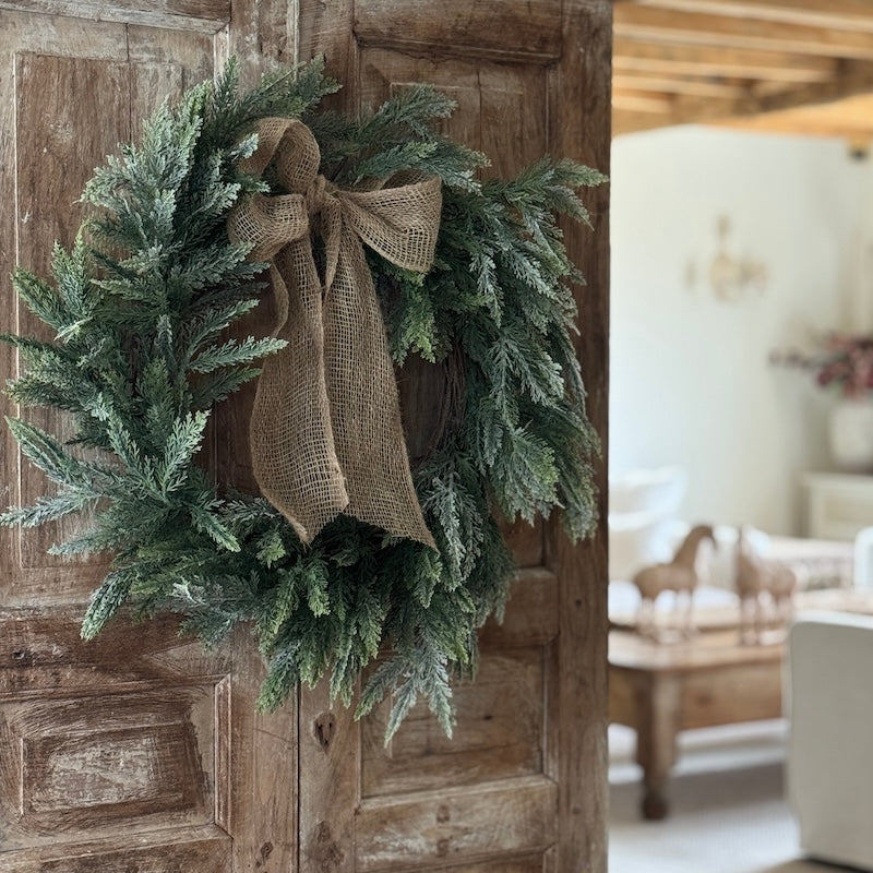 Faux Large Snowy Green Fern Wreath - 61cm - Image 9