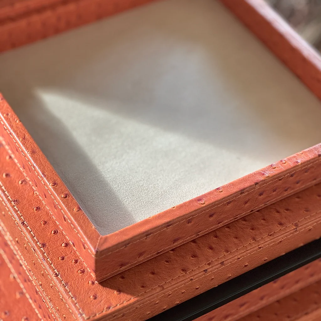 Faux Ostrich Leather Storage Boxes - Image 3